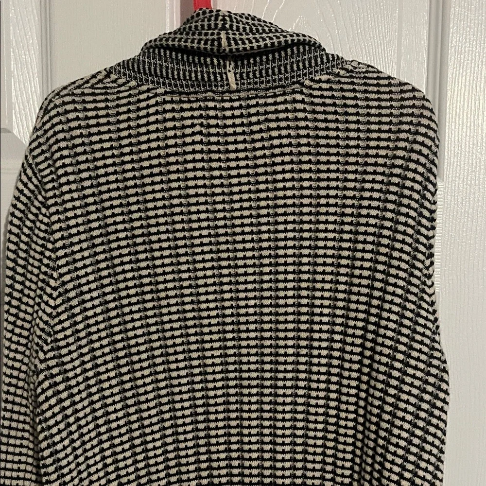 Eddie Bauer Black and Cream Long Open-Front Cardigan 100% Cotton - Picture 6 of 7